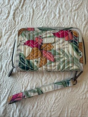 lug Quilted Floral Wristlet Wallet - Pink, Orange, Green